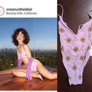 Nwt Oceanus bridgerton rare Mattie gold embellished one piece s/ M